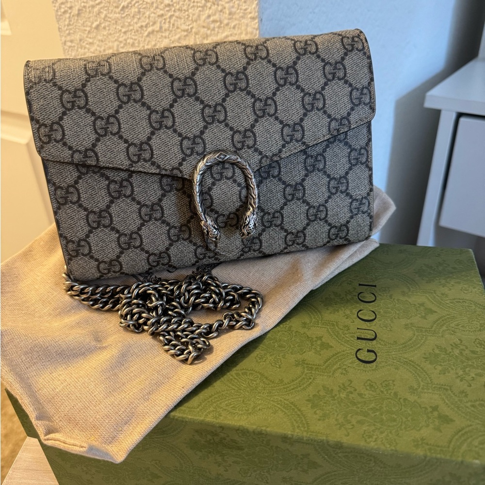 Gucci Black and Gray Monogram Clutch